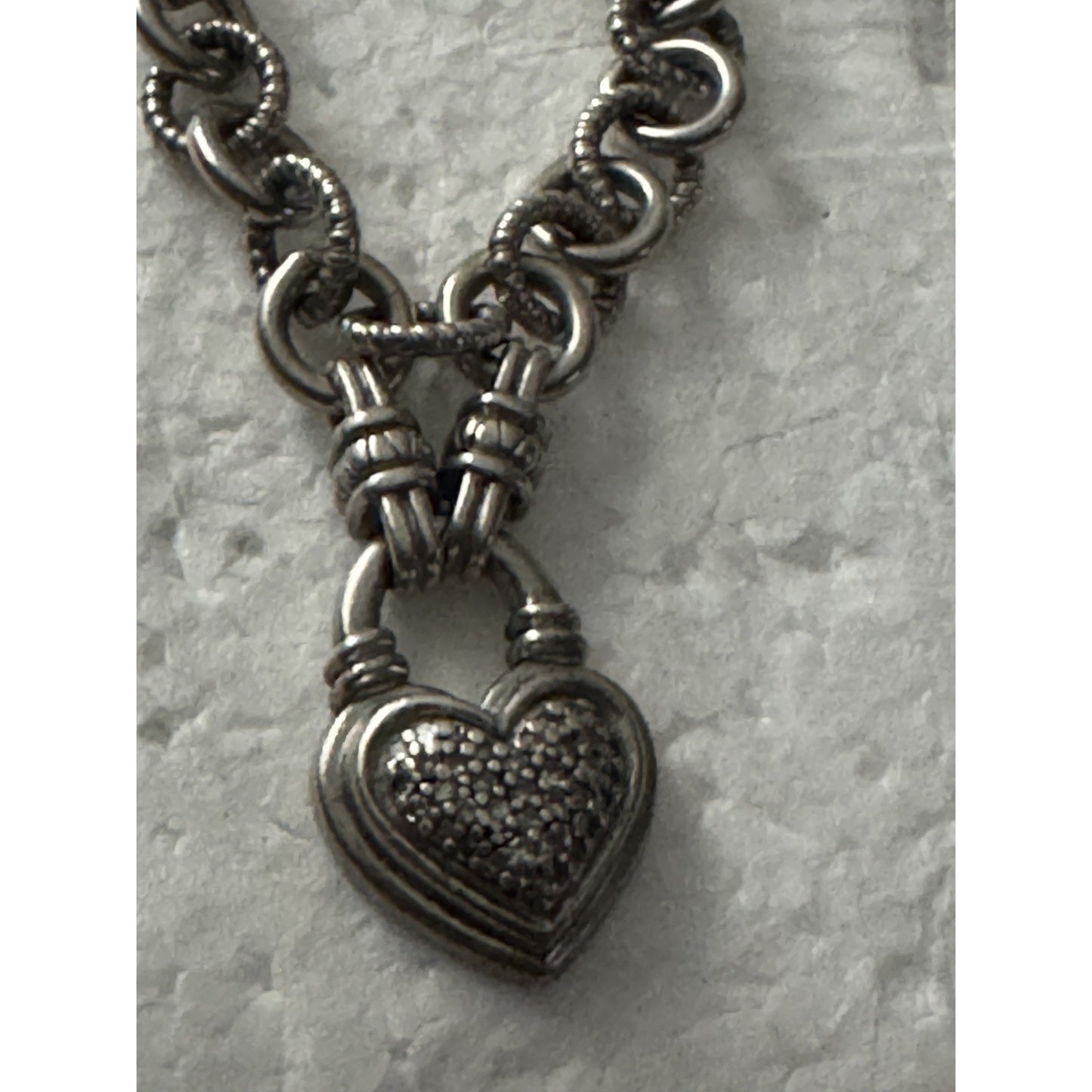 Kiran Jewels KRN Sterling Silver 925 Diamonds 1/4 Ct Heart Chain Charm Bracelet