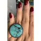 Large Sterling Silver Bold Turquoise Statement Ring Filigree Wide Band Size 8