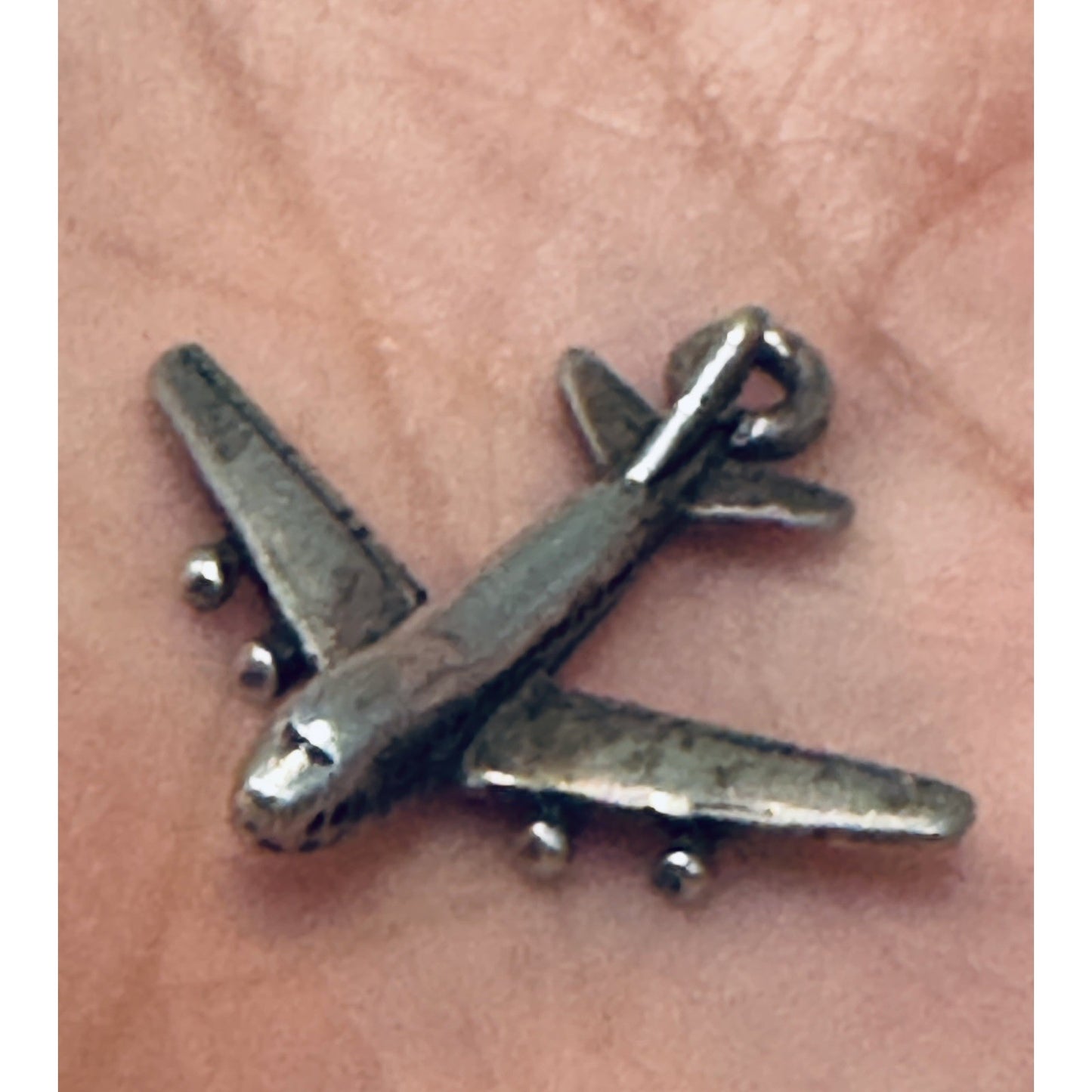 Vintage Danecraft Sterling Silver AIRPLANE Charm Pendant