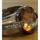 Vintage 925 Sterling Silver Champagne Quartz Statement Cocktail Ring Size 9.5