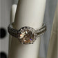 Sterling Silver Champagne CZ Halo Engagement Ring Size 7.5 Round Bridal