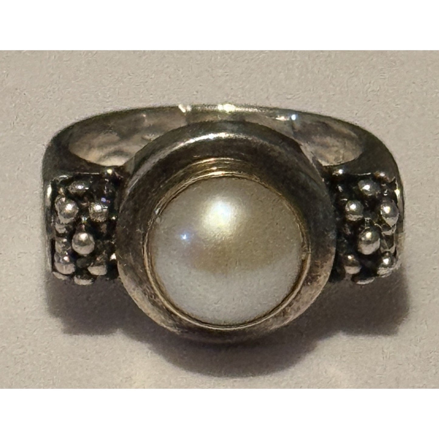 Vintage Michael Dawkins 925 14K Pearl Ring Sterling Silver & Gold Sz 8.5 13g