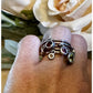 Vintage 90s Thai Sterling Silver Gemstone Dangle Ring Sz 8 Peridot Topaz Citrine