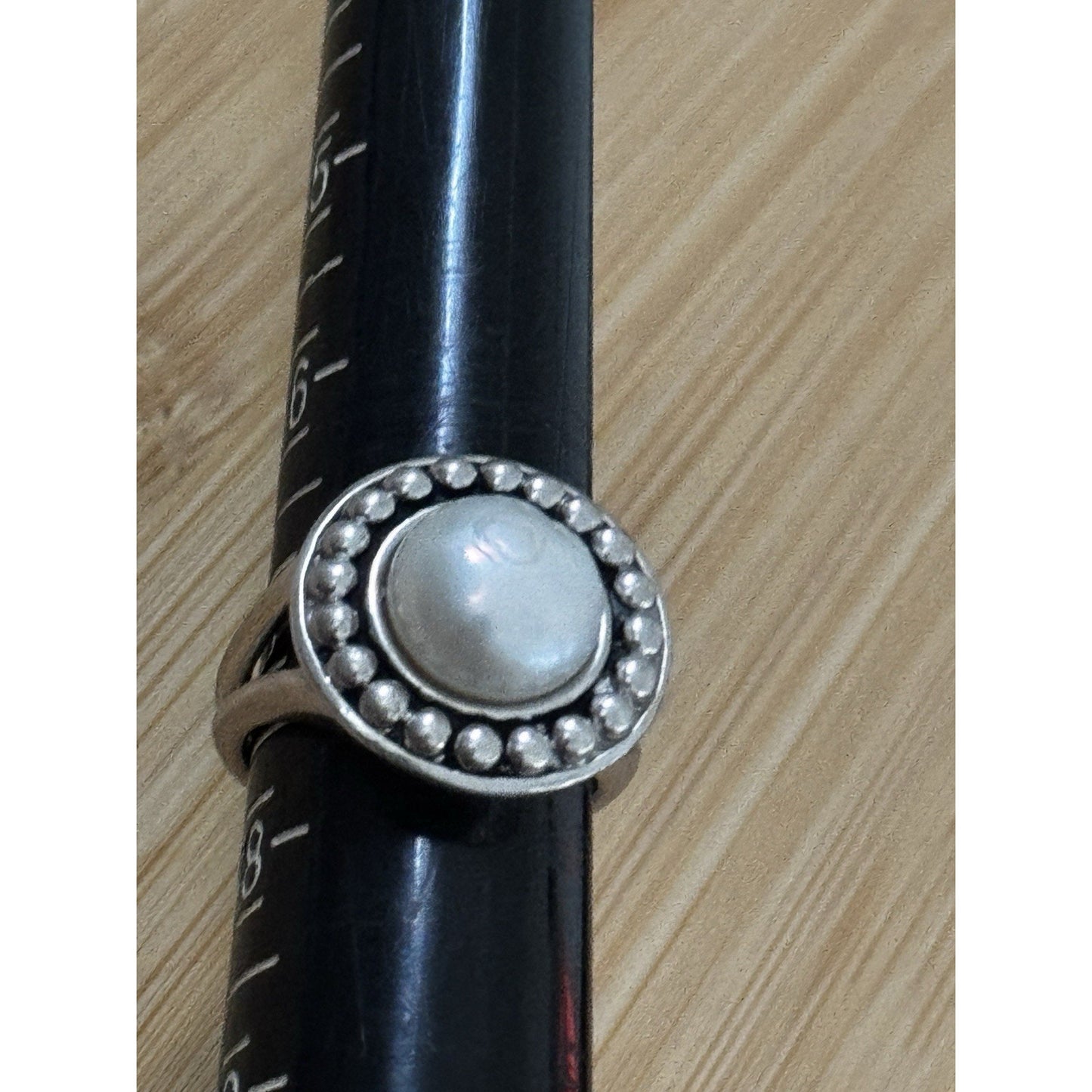 Vintage Sterling Silver Genuine Pearl Beaded Halo Statement Ring Size 7.5 10g