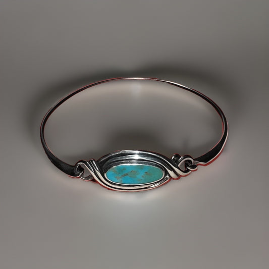 Artisan Sterling Silver 925 Turquoise Bangle Bracelet Southwest Style 9g Size M