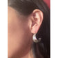 Vintage Sterling Silver Carved Scroll Hoop Earrings 1” Wide Oxidized 8g