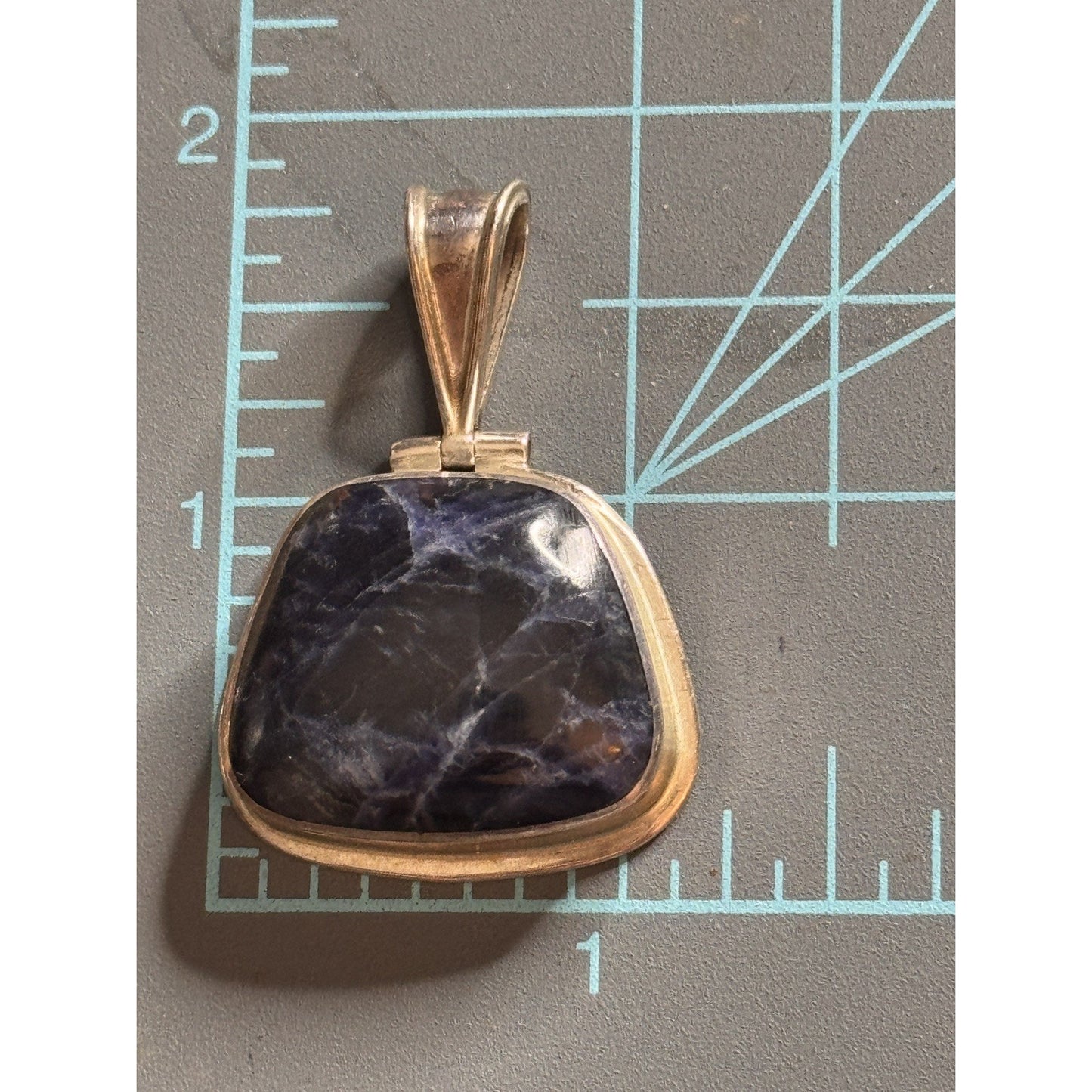 Vintage Mexico 925 Sterling Silver Sodalite Pendant Large Blue Stone 20g