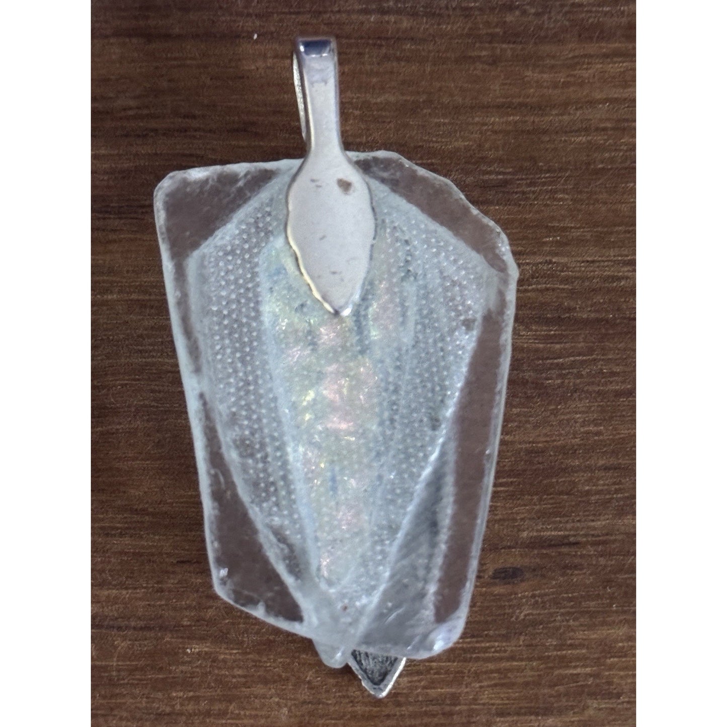 Artisan Sterling Silver 925 Tribal Mask Pendant on Thick Clear Glass Base 23.9g