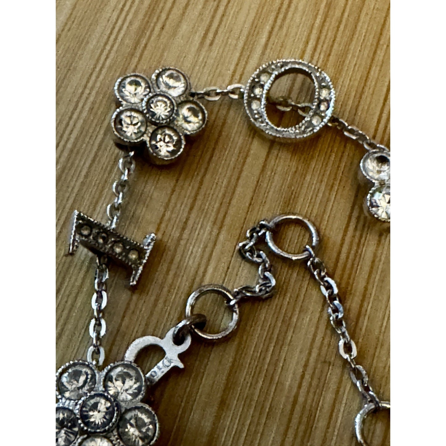Vintage 2004 Christian Dior Girly Crystal DIOR Flower Bracelet Galliano 6.5 - 8”