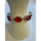 Sterling Silver 925 Orange Red Faceted Quartz Bracelet 30.5g Adjustable Toggle