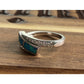 Sterling Silver Blue Opal Inlay Ring Size 6 CZ Accent Wrap Ring