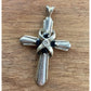 Vintage Sterling Silver Cross Pendant Black Stones W/God All Things Are Possible