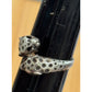 Vintage Jaguar Leopard Panther Cat Wrap Bypass Ring Size 8.5 Signed Vivian