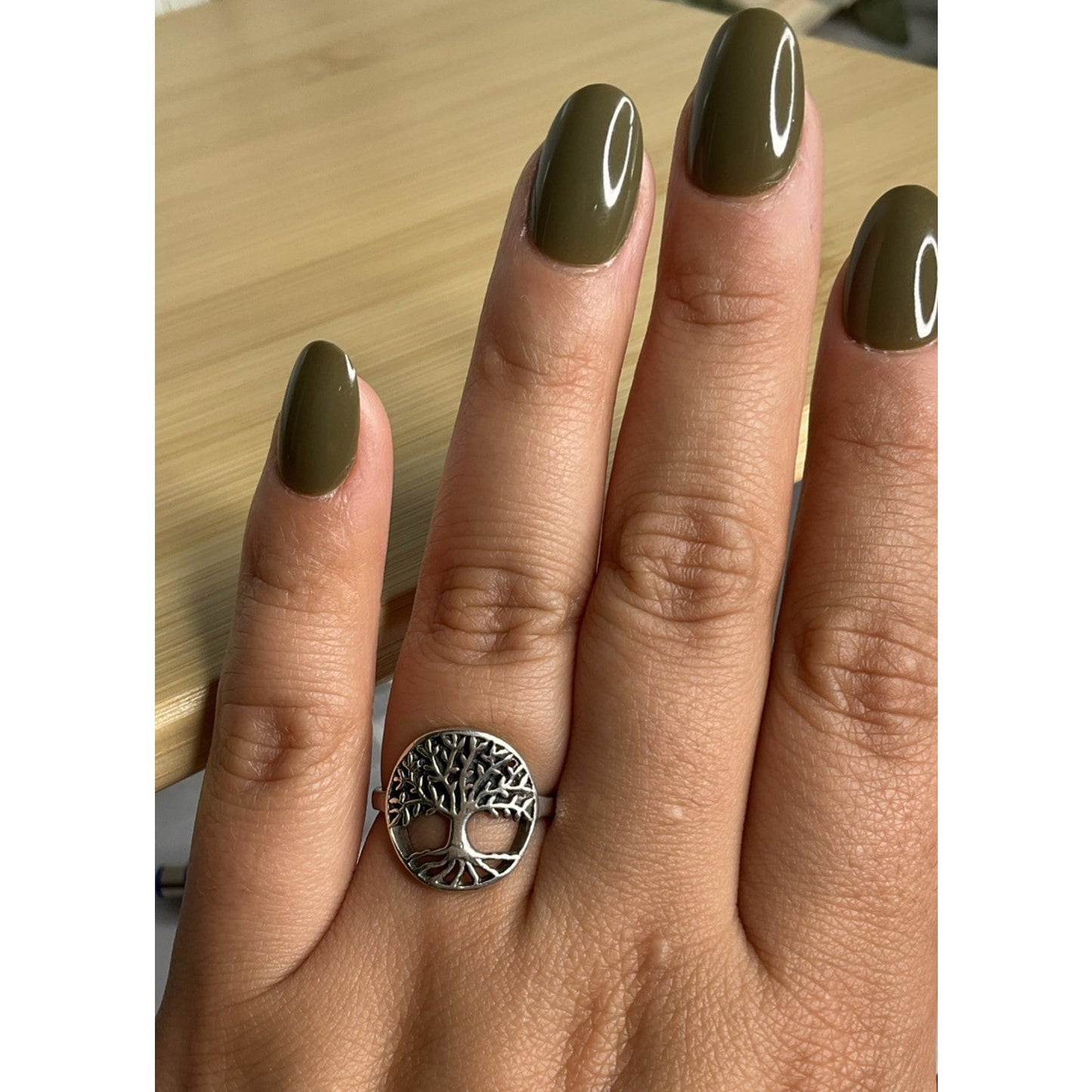 Sterling Silver Tree of Life Ring Size 8 Round Openwork 925 Nature Celtic
