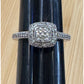 Vintage Pave Diamond Cushion Halo Sterling Silver Ring Size 7