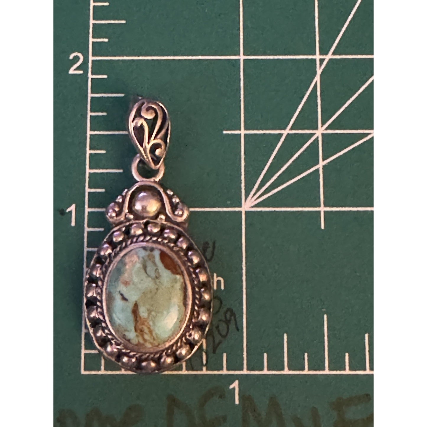 Vintage Sterling Silver Turquoise Pendant Bali Artisan Filigree S Mark 11.1g