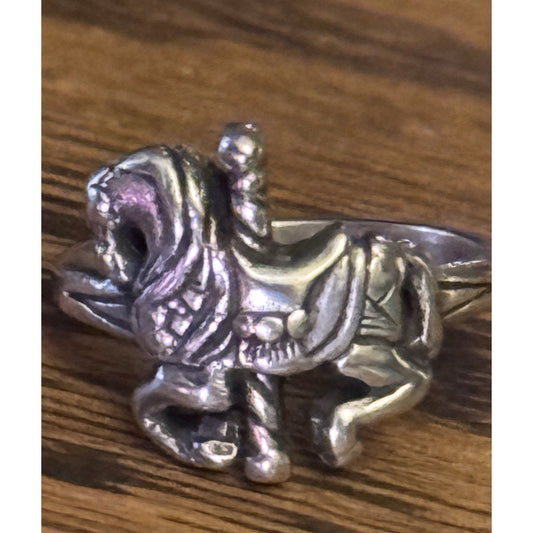 James Avery Retired Silver 925 Carousel Horse Ring Size 3.5 with JA Box & Pouch Pre-Owned