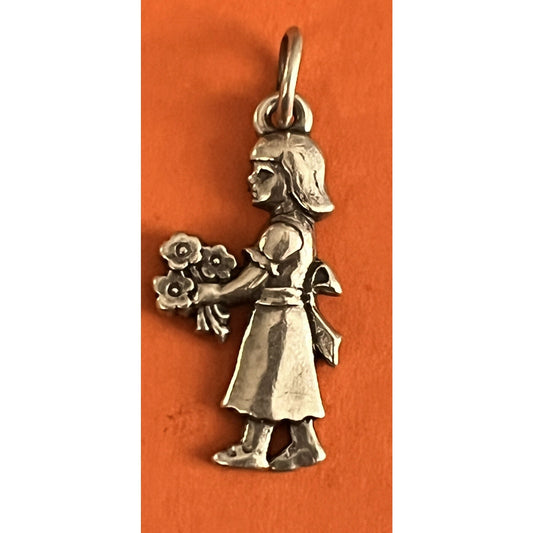 James Avery Retired Sterling Silver Flower Girl Charm Pre-Owned