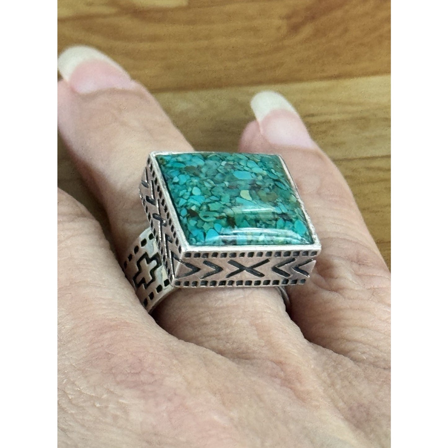 Retired Silpada Sterling Silver 925 Crushed Turquoise Statements Ring Size 7