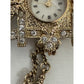 Vintage Lind 14KGE Rhinestone Cuckoo Clock Quartz Watch Brooch Pendant