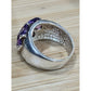 Vintage Sterling Silver 9 Stone Natural Amethyst Cluster Ring Size 6 Wide Band