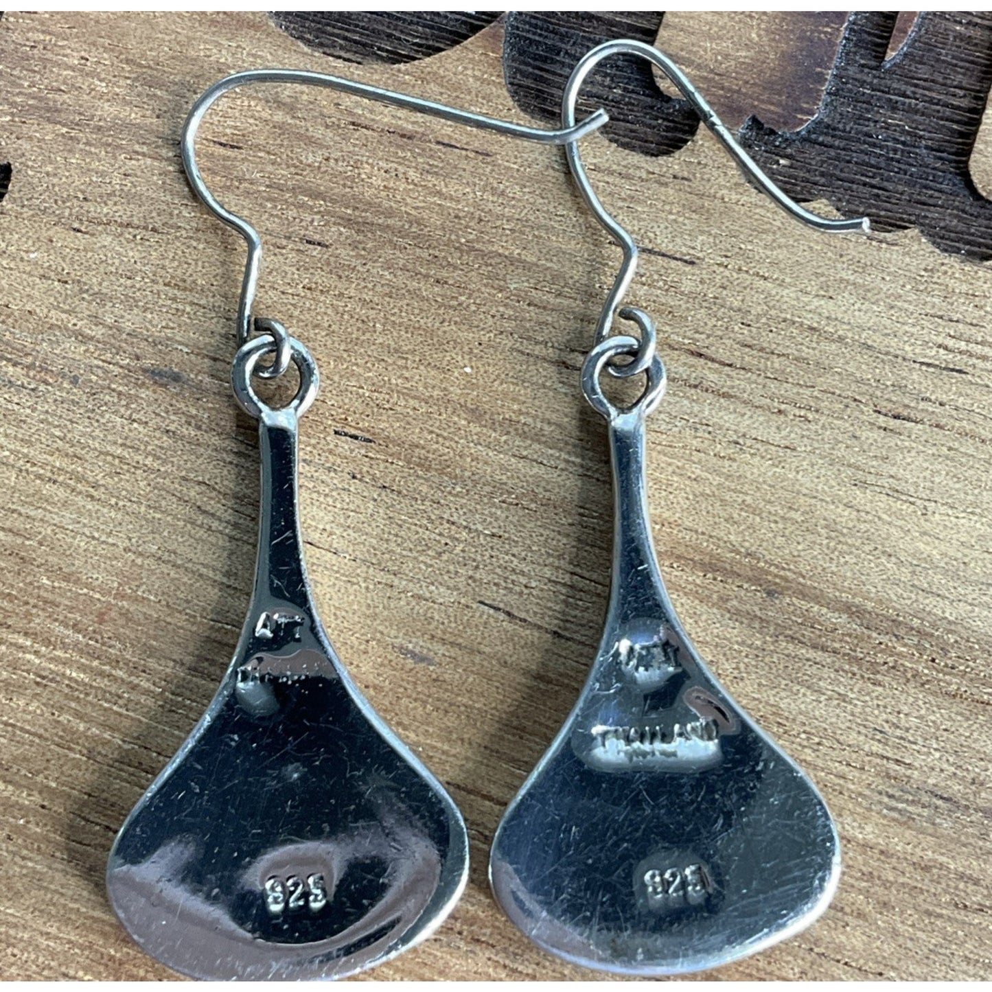 Vintage ATI Thailand 925 Sterling Silver Red Jasper Dangle Drop Earrings