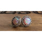 Sterling Silver Opal Halo Stud Earrings Round Fire Opal 925
