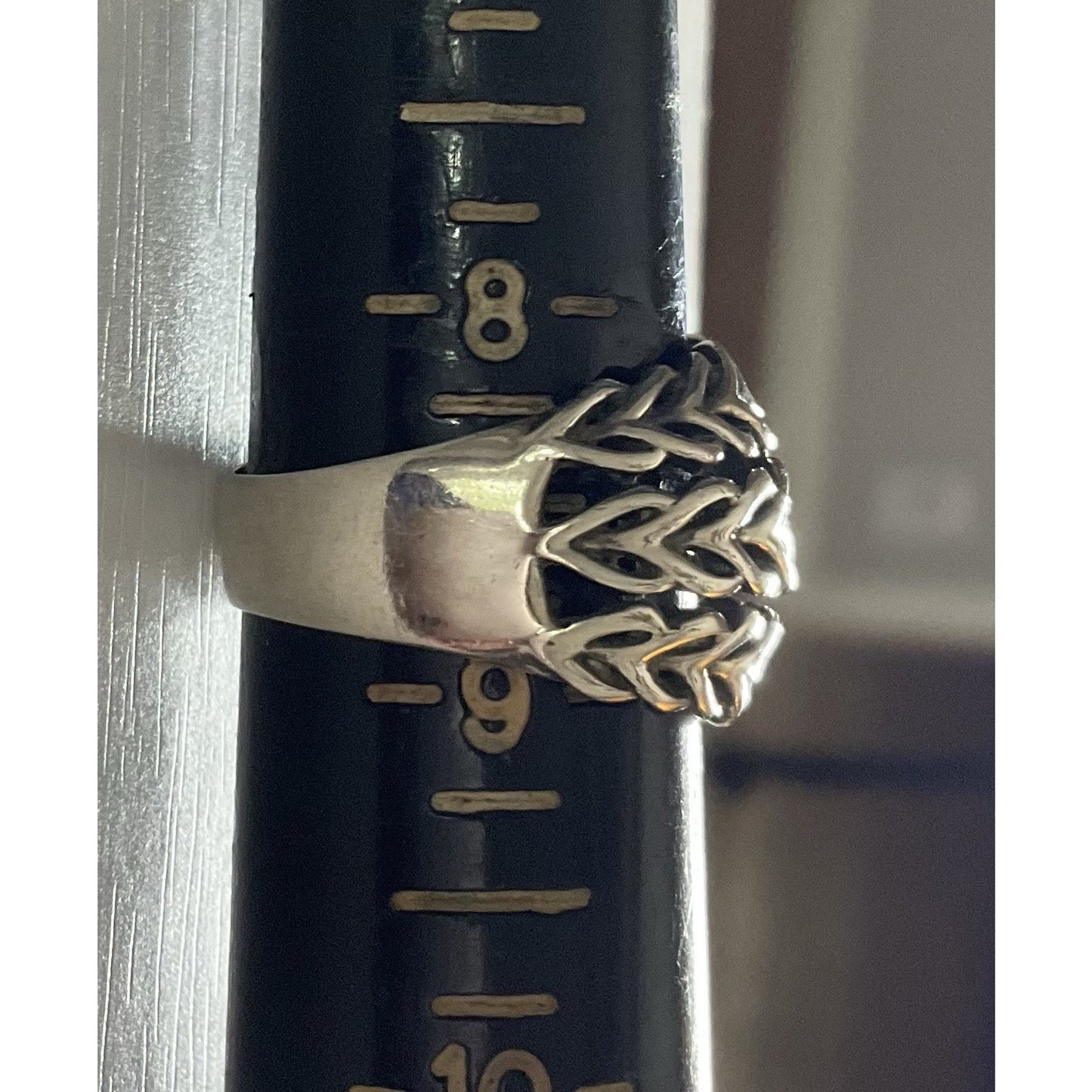 Sterling Silver Woven Vine Ring 925 Wide Band Openwork Celtic Style Size 8.5