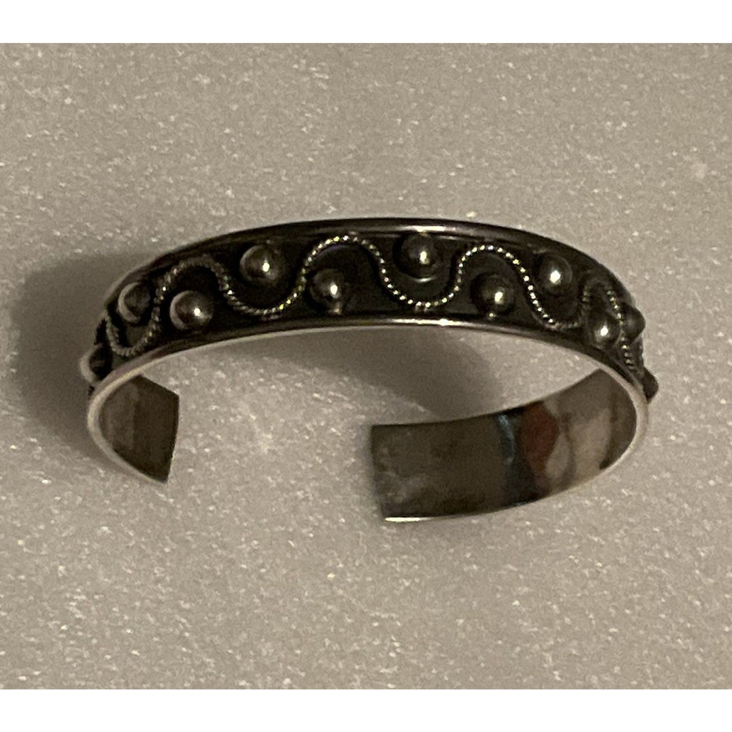Vintage Taxco Mexico 925 Sterling Silver Cuff Bracelet Beaded Wire Southwestern