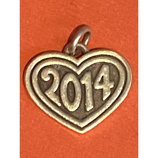 James Avery Retired Sterling Silver 2014 Year In Heart Charm Pre-Owned