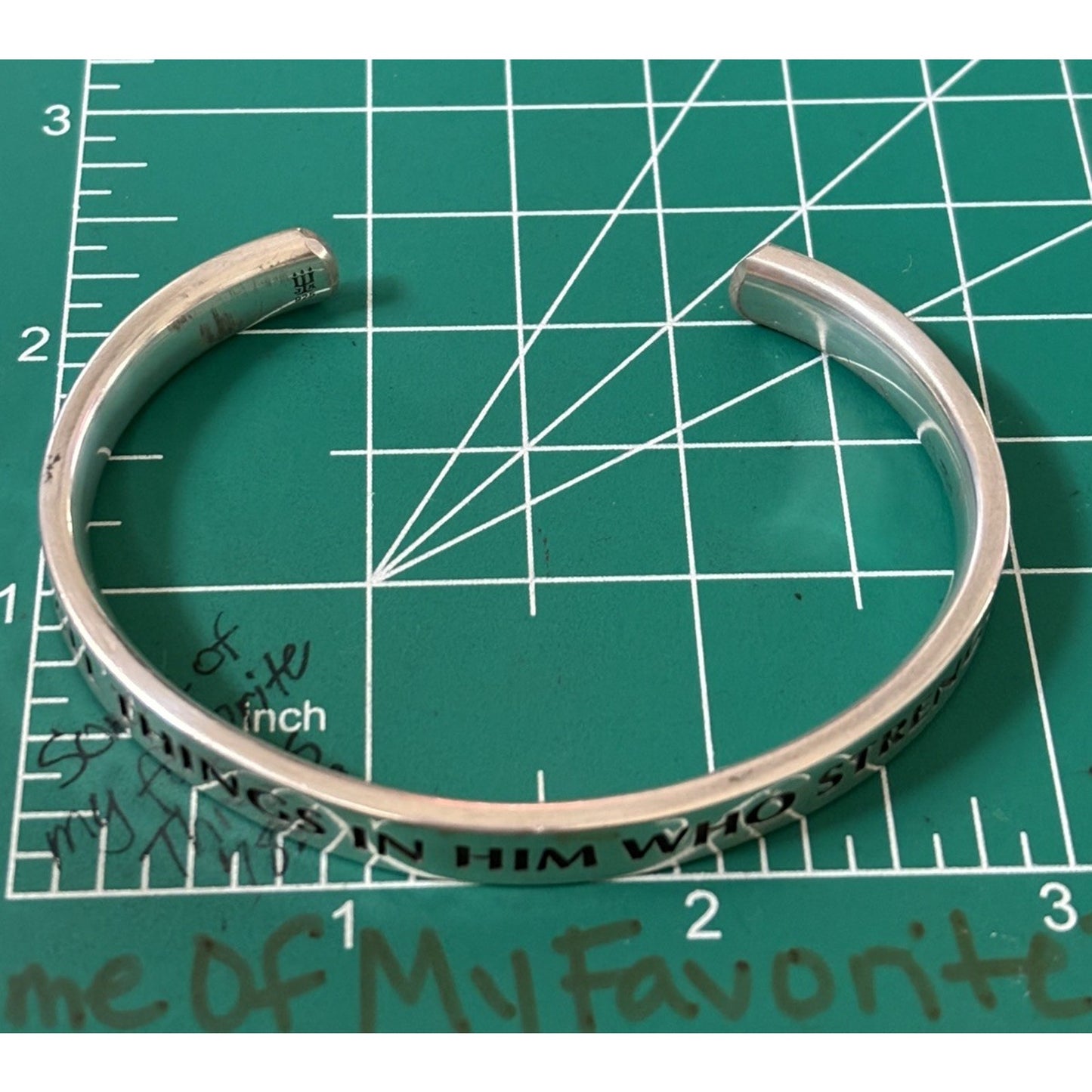 Pre owned James Avery RETIRED Sterling Silver Philippians 4:13 Scripture Cuff Bracelet 42g