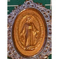 Vintage Germany Miraculous Medal Virgin Mary Gold Tone Blue Enamel Pendant