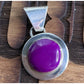 Sterling Silver Purple Cabochon Pendant 925 Round Bezel Statement Charm