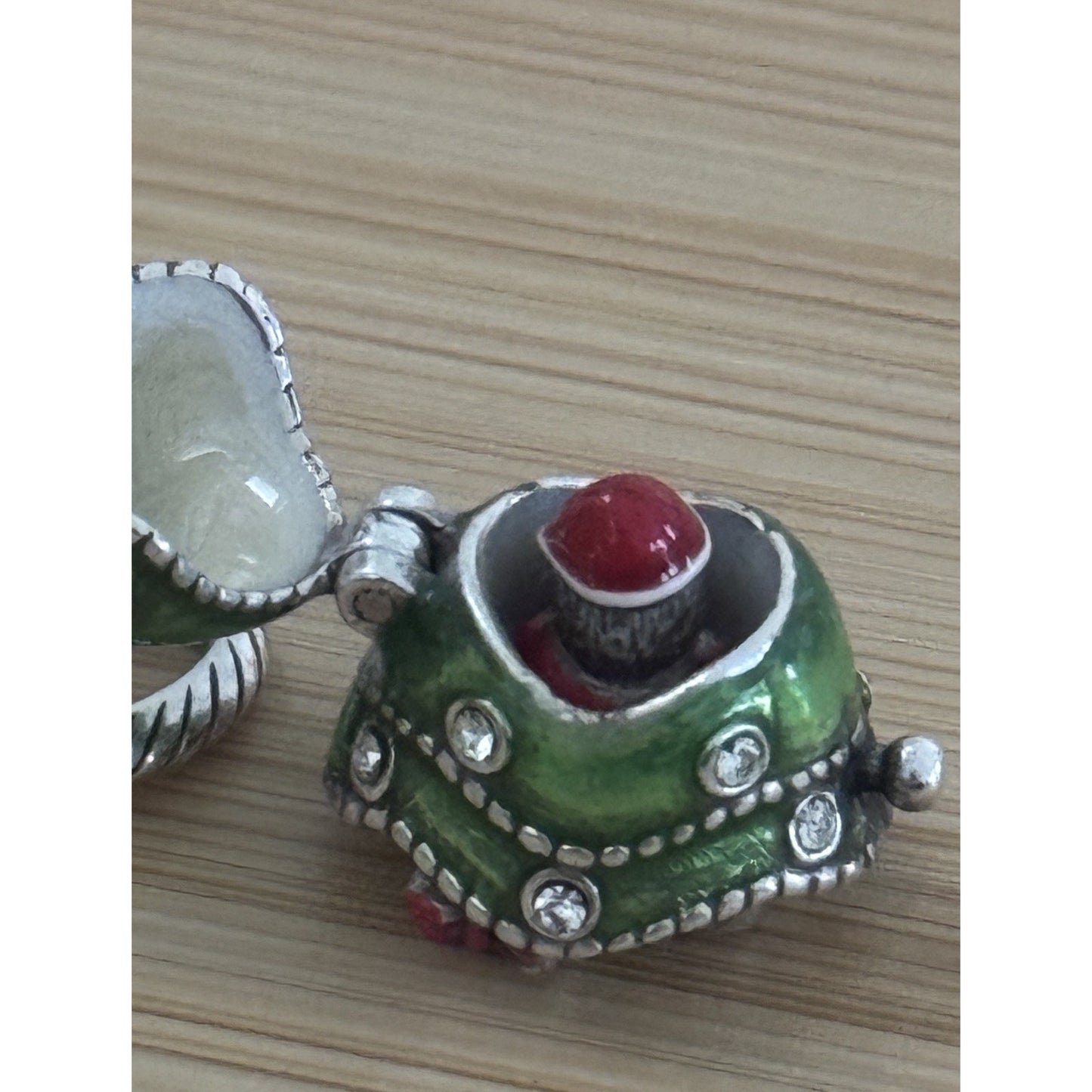 Brand New Brighton Enameled Merry Christmas Tree Opens Up Santa Charm Or Pendant