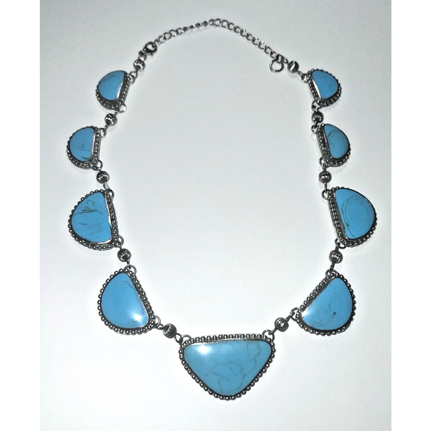Vintage Sterling Silver Turquoise Necklace – Southwestern Bib Statement Jewelry