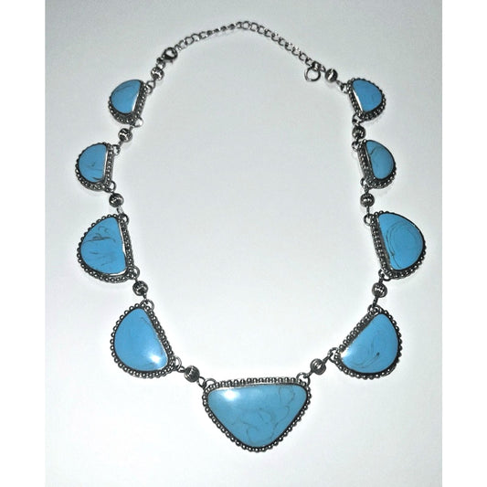 Vintage Sterling Silver Turquoise Necklace – Southwestern Bib Statement Jewelry