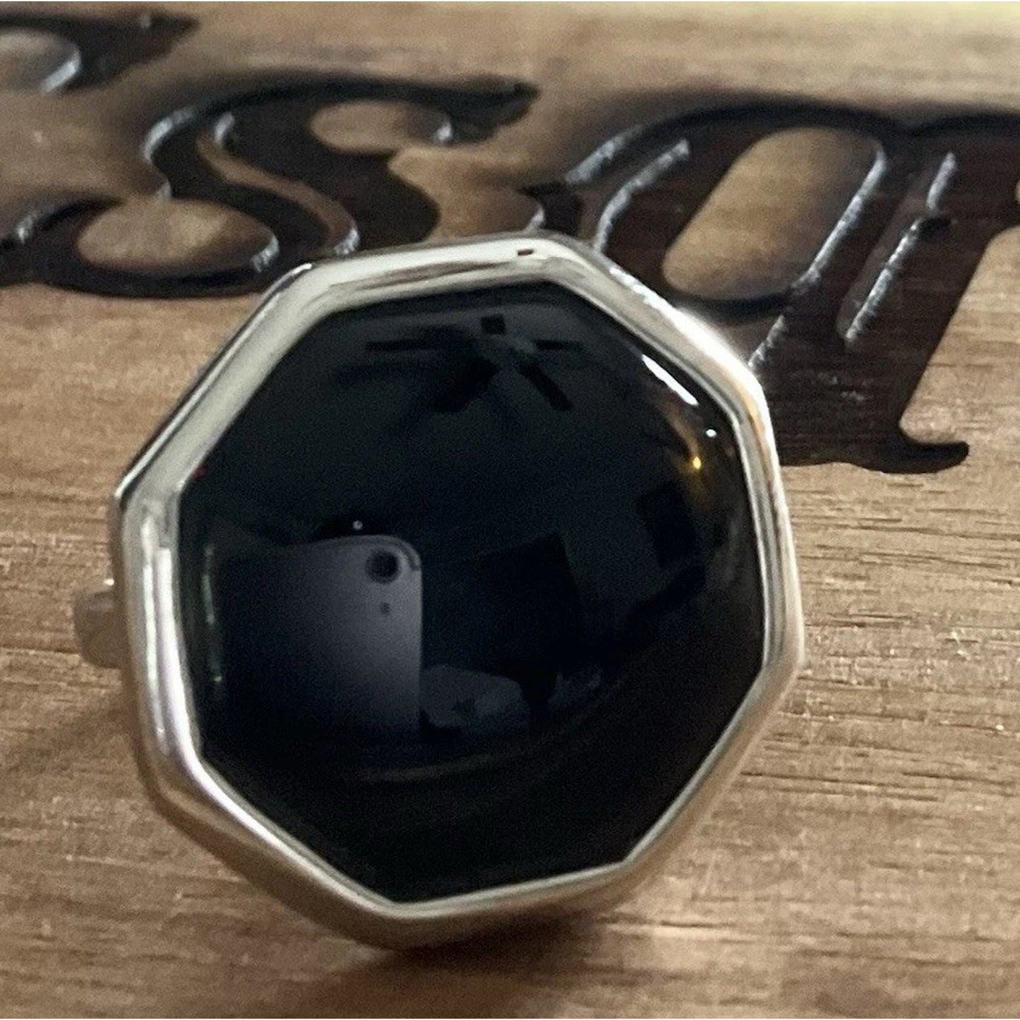925 Sterling Silver Black Onyx Ring Thailand Octagon Signet Style Size 8