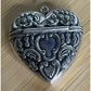 Vintage Victorian Heart Shaped Sterling Silver Repousse Match Safe Pendant 925