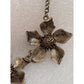 Silver Tone Triple Dogwood Flower Linked Statement Necklace 16-19”