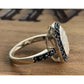 Sterling Silver Black & White CZ Halo Square Cushion Cluster Ring Size 7