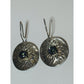 Vintage Sterling Silver Hammered Disc Earrings with Mystic Topaz