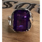 Modern Estate JW 925 Sterling Silver Emerald Cut Purple Amethyst Ring Size 7.5