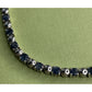 Vintage 925 Sterling Silver Blue Sapphire Tennis Bracelet 14g 7.25” Safety Chain