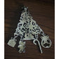 Vintage Jezlaine Sterling Silver Scroll Christmas Tree Dangle Charms Brooch Pin