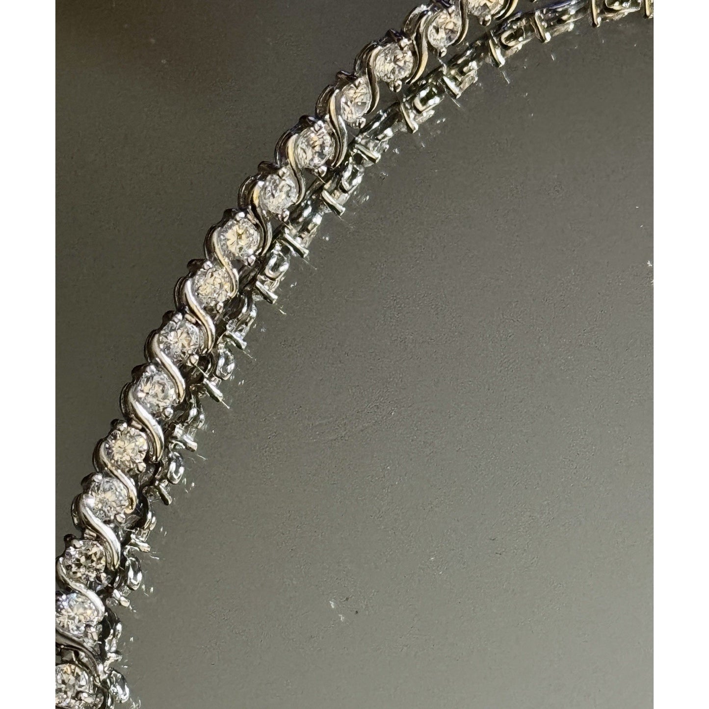 Vintage Sterling Silver CZ Tennis Bracelet 925 Signed 925 CZ 8” Bracelet