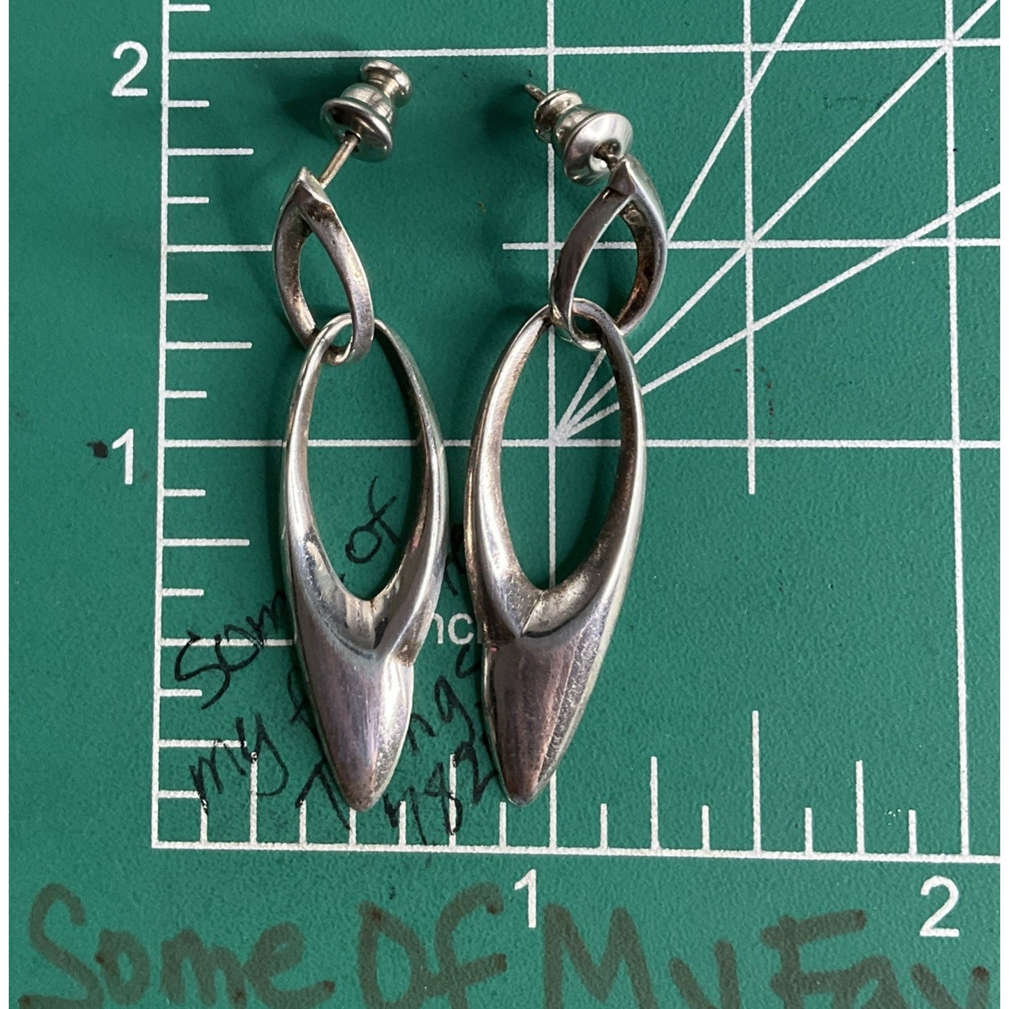 Sterling Silver Modern Teardrop Dangle Earrings Minimalist 925