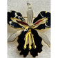Vintage Cloisonné Orchid Flower Brooch Pin Gold Tone Black White Enamel Floral