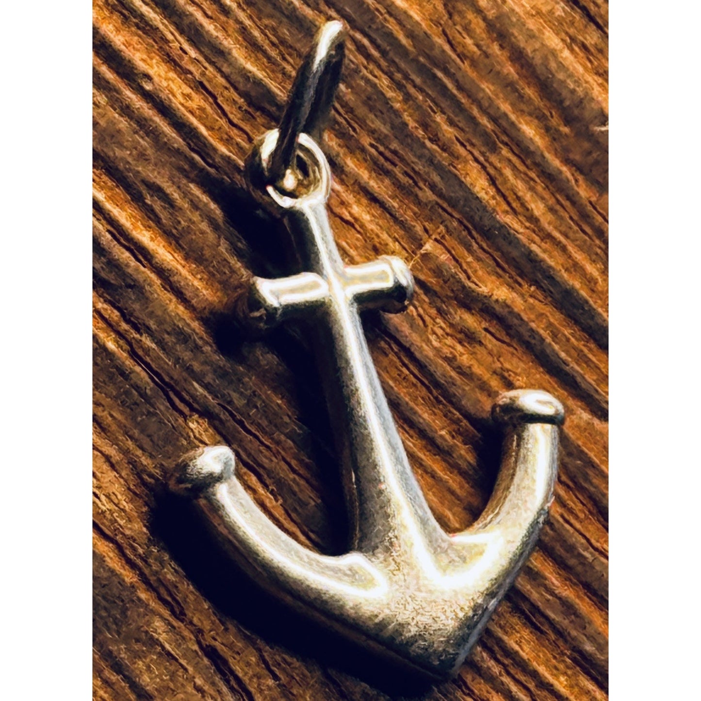 Vintage Sterling Silver Anchor Pendant Charm Signed RJ Nautical Maritime Jewelry