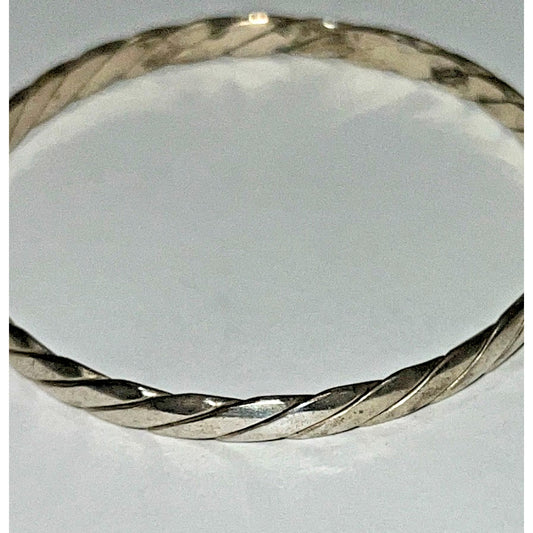 Vintage Taxco Mexican Sterling Silver Flat Twist Rope Bangle Bracelet 17g Medium