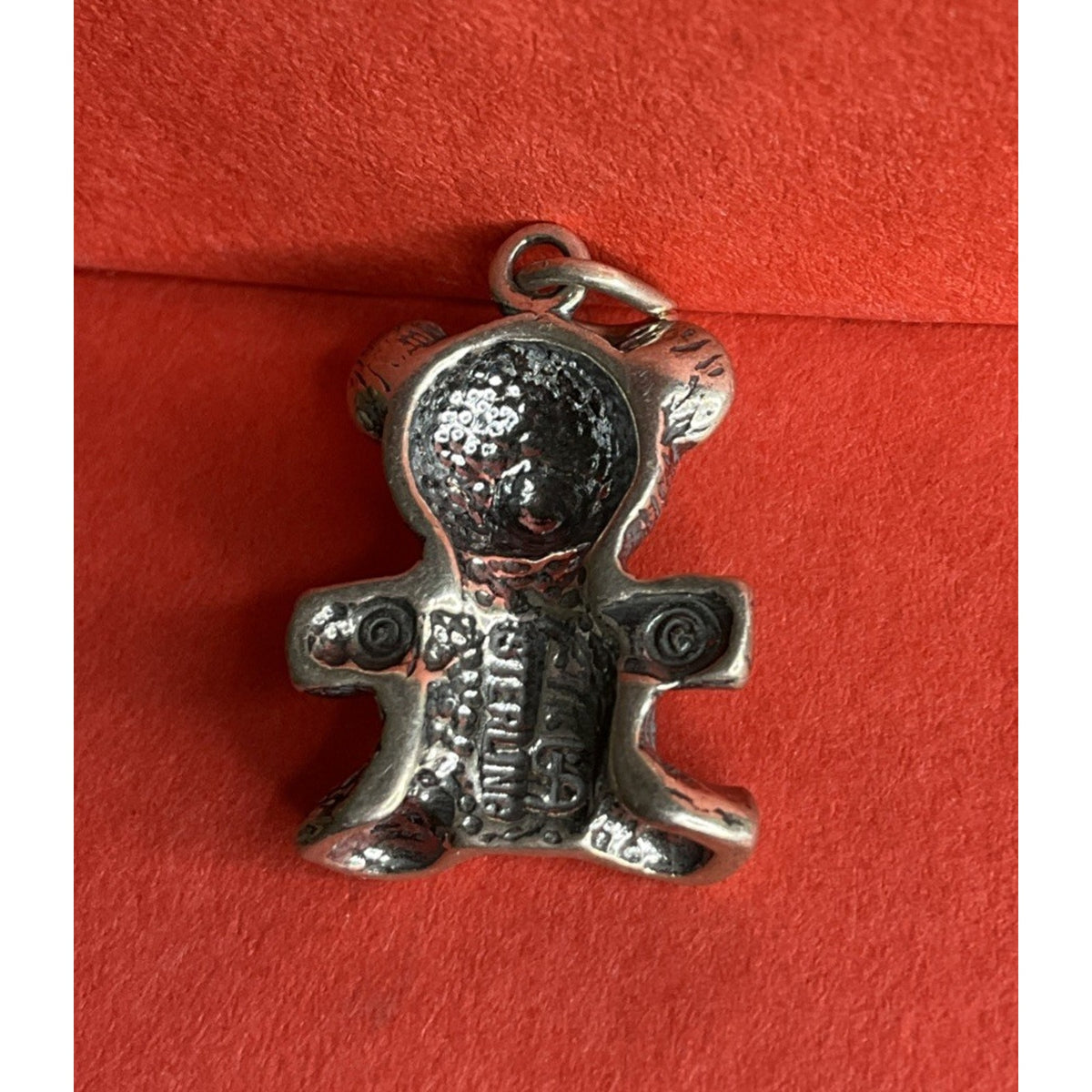 Vintage Sterling Silver Teddy Bear Charm Pendant Cute Toy
